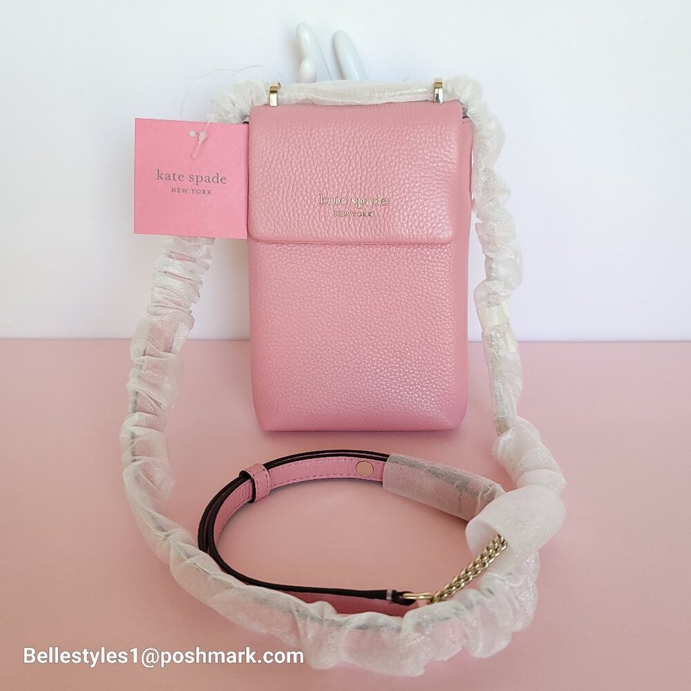 KATE SPADE Bradley North/South Pebbled Leather Phone Crossbody- Rococo Pink🎈⭐
